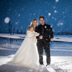 winter wedding couple at Adamo Estate Winery