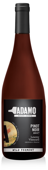 2017 wild ferment pinot noir wine at Adamo Estate Winery